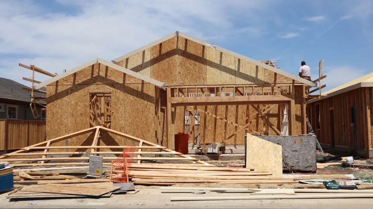Post-frame pole barn construction in progress near Wichita KS